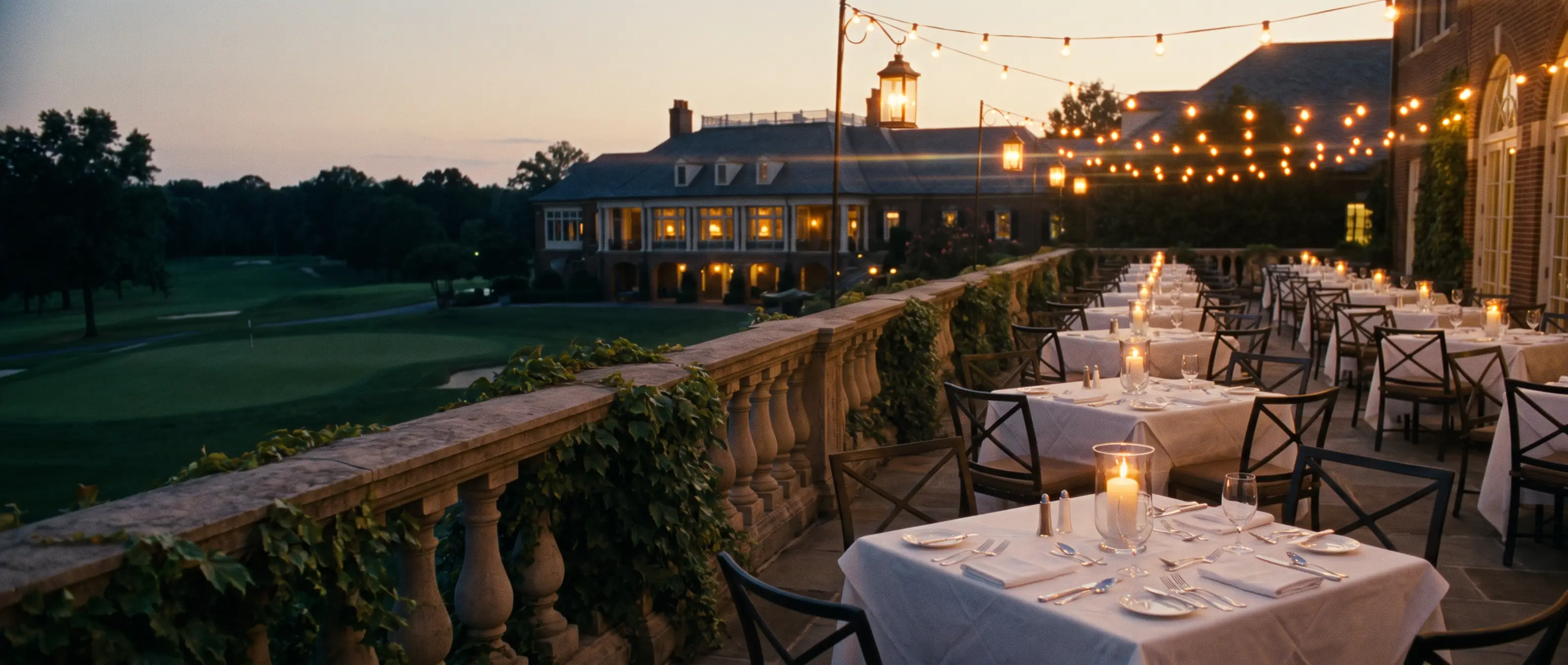 Terrace dining at dusk