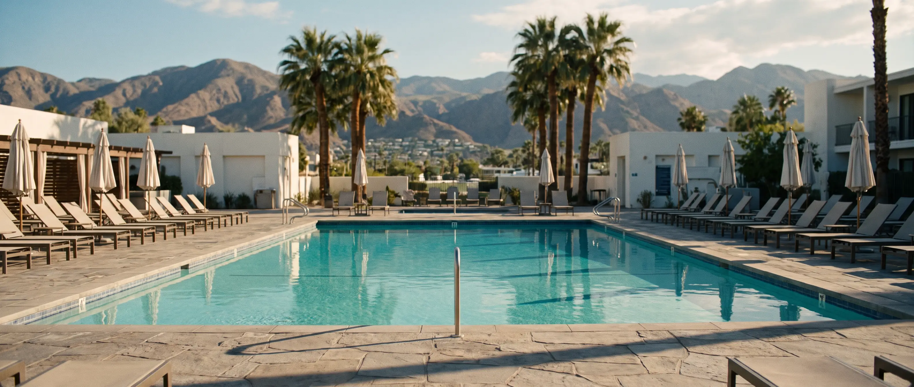 The club pool in the afternoon